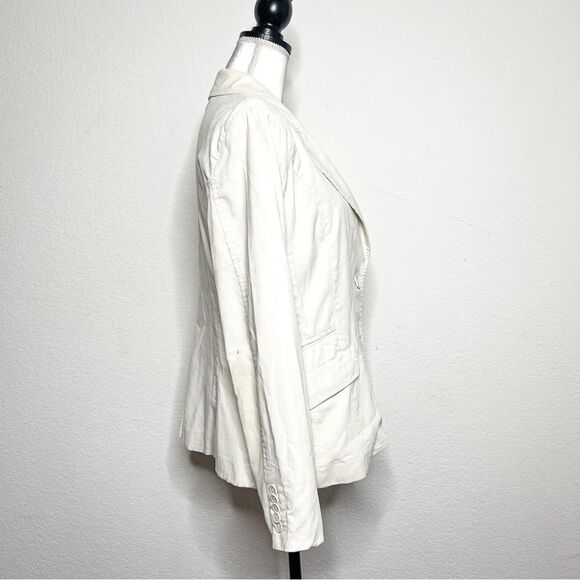 ZARA Basic Cream Corduroy Blazer Size Large | Classic Women's Jacket - Picture 3 of 8